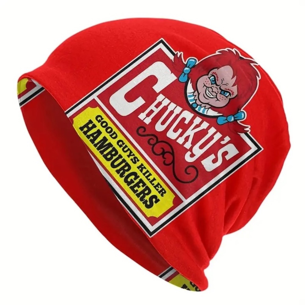 Chucky’s Hamburgers Red Scary Beanie Hat Soft Stretch Unisex